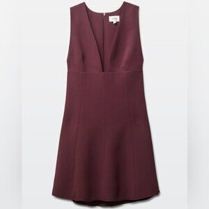 ARITZIA X WILFRED Montbrun Deep V Burgundy Dress
